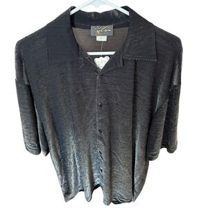 VINTAGE Pop Icon Shirt Men XL Metallic Iridescent Night Club EDM Raver Disco USA